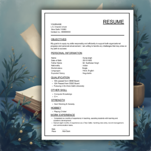 Fresher students RESUME