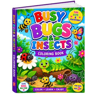 Busy Bugs & Insects Coloring Book for Kids | 30 Printable A4 Coloring Pages | Cute Bug Activity Book for Preschoolers Ages 3+