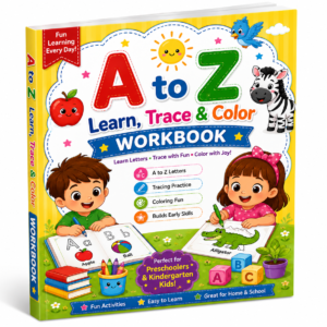 A to Z Learn, Trace & Color Workbook for Kids – Alphabet Tracing, Coloring & Early Learning Activities